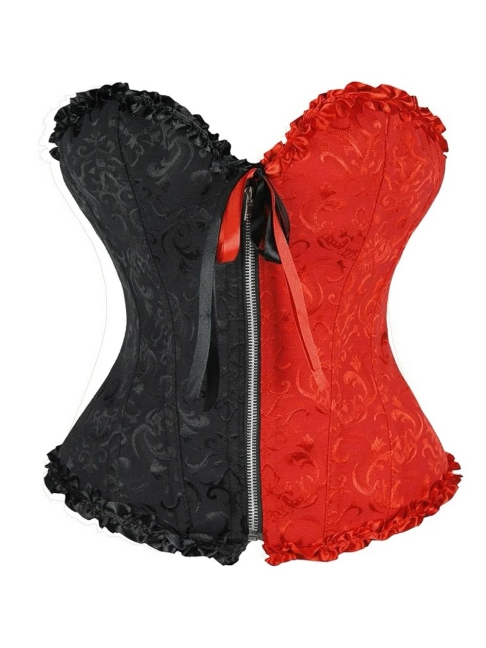 Black & Red front zipper corset